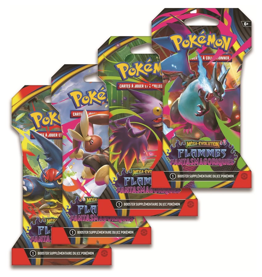 Pokémon JCC - Méga-Évolution - Pack de Booster Blister ME02 Flammes Fantasmagoriques (1 Booster aléatoire) - FR