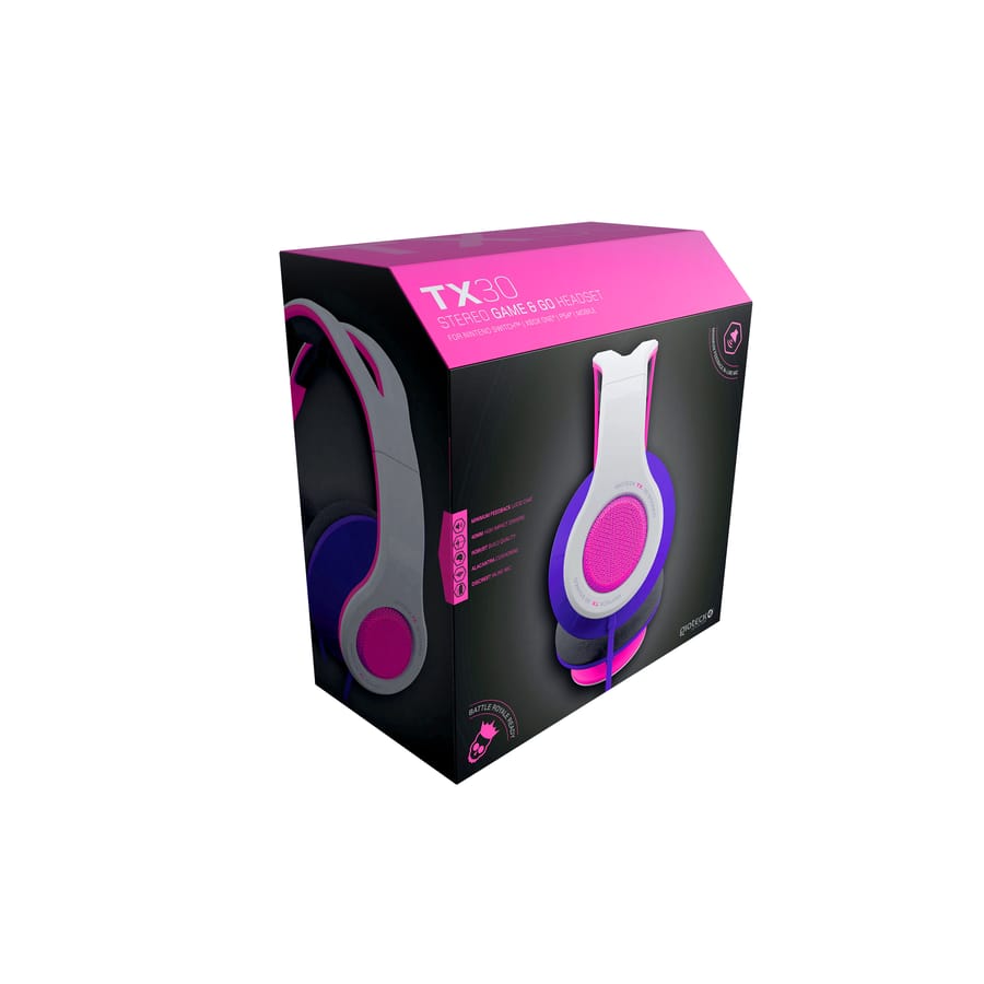 Gioteck - Casque stéréo Game & Go TX30 Rose pour Switch, PS5, PS4, Xbox Series, Xbox One et Mobile
