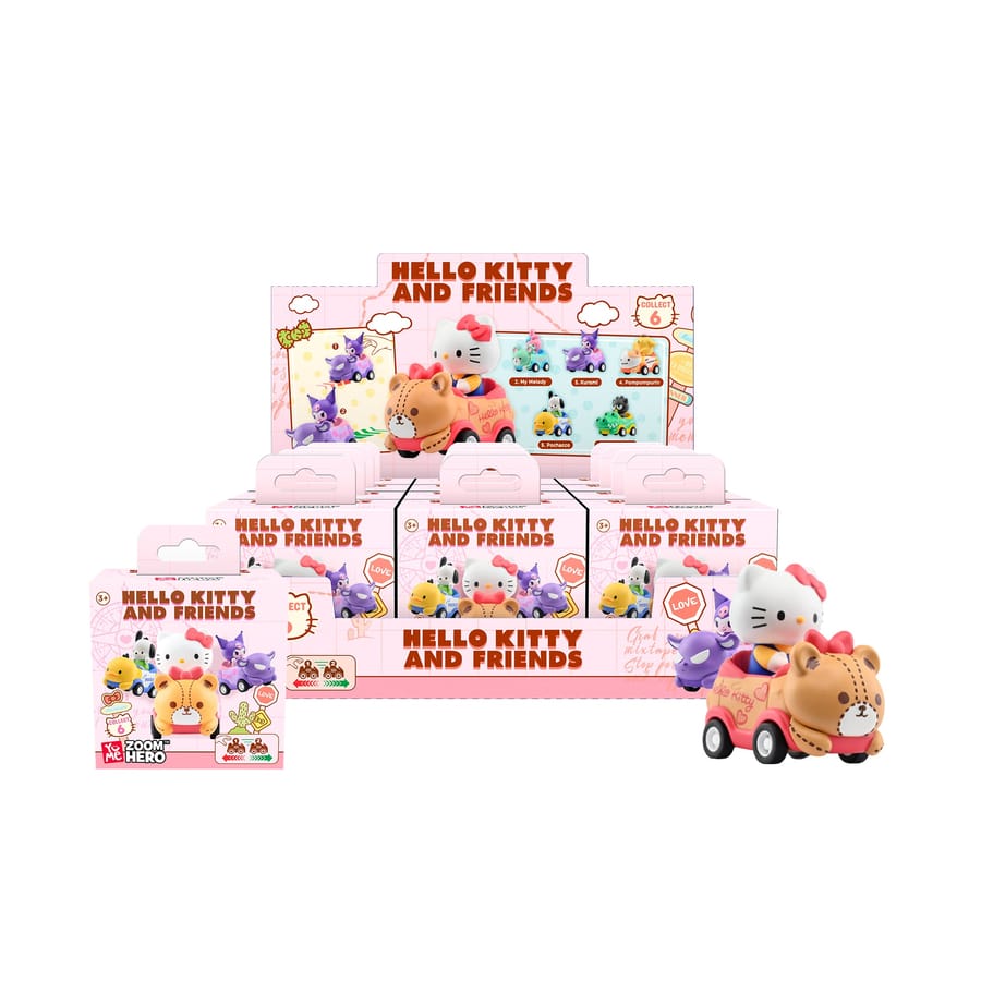 YuMe - Hello Kitty Zoom Hero Series 1 Pull-back Cars Blind Box Display (12 boxes)