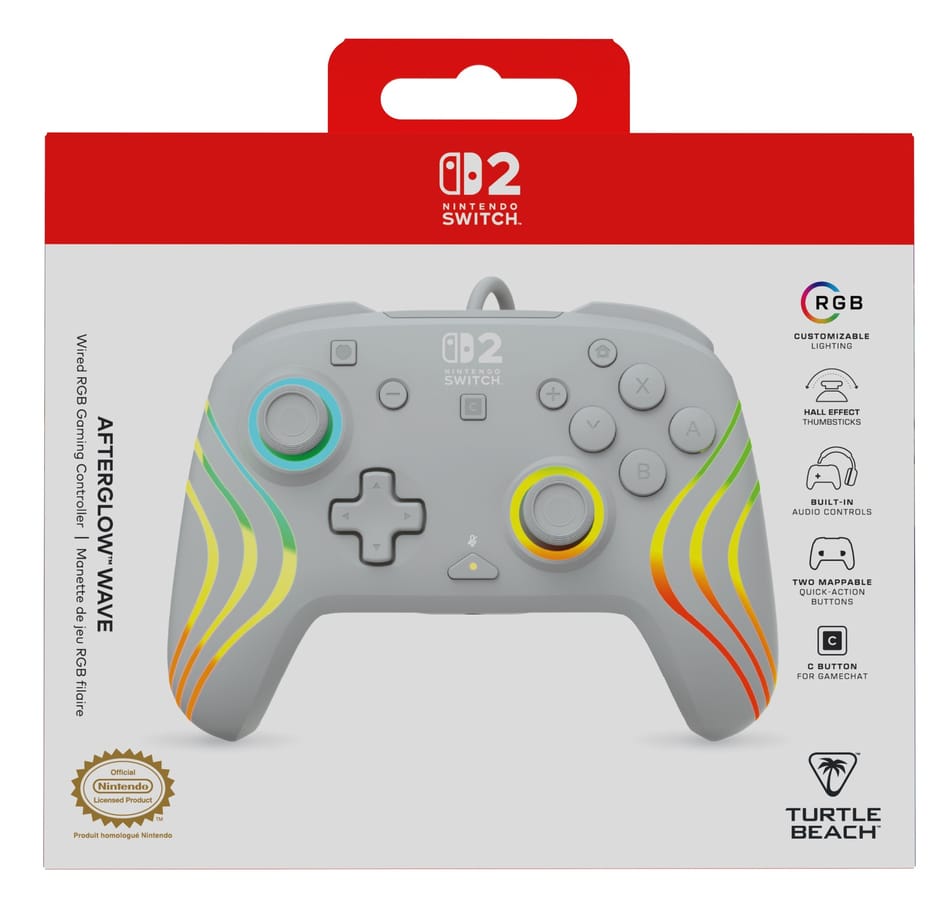 Turtle Beach - Afterglow Wave Wired RGB Gaming Controller Grey for Nintendo Switch 2, Switch & Switch OLED Model