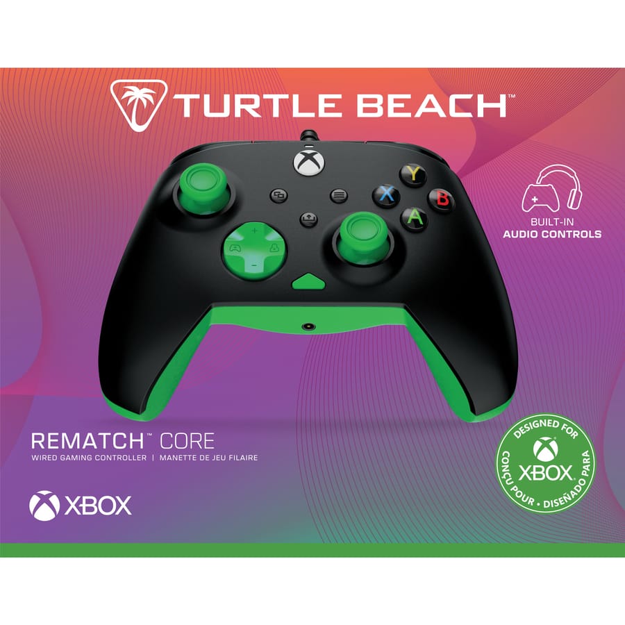 Turtle Beach - Manette de jeu filaire Rematch Core Noire et Verte pour Xbox Series X|S, Xbox One et Windows 10/11