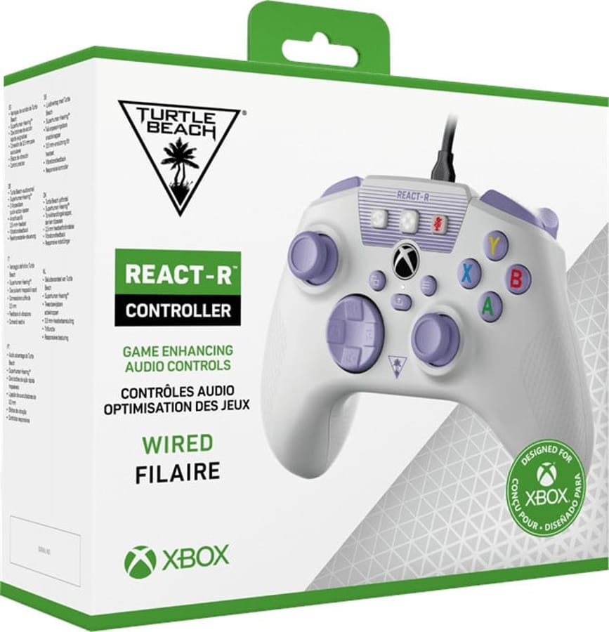 Turtle Beach - REACT-R Wired Gaming Controller White & Purple for Xbox Series X|S, Xbox One & Windows 10/11