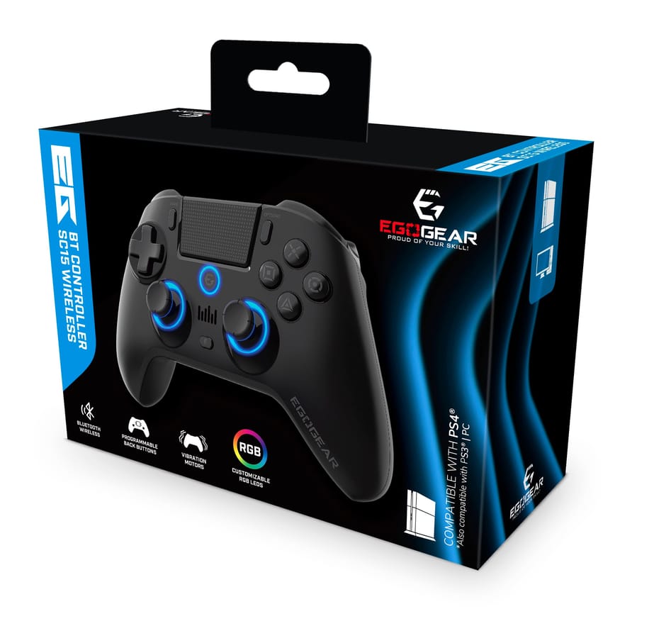 EgoGear - SC15 Wireless Bluetooth Controller Black for PS4, PS3, PC