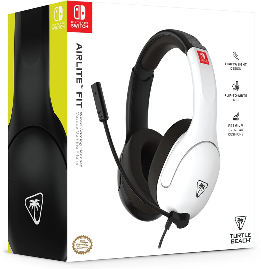 Turtle Beach - Casque de jeu filaire Airlite Fit Noir et Blanc pour Nintendo Switch, Switch Lite et Switch modèle OLED
