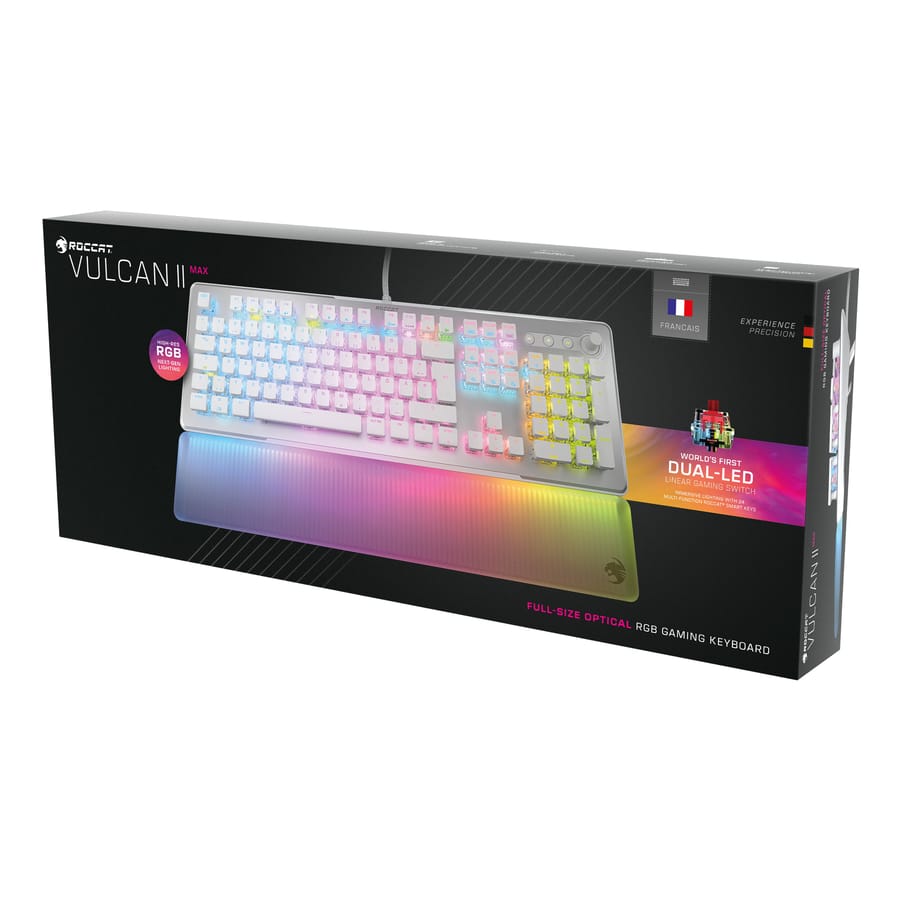 Roccat - Teclado mecánico óptico para juegos Vulcan II Max Blanco con iluminación RGB - Distribución AZERTY francés