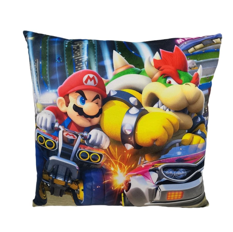Mario Kart - Coussin double face Mario vs Bowser (40x40cm)