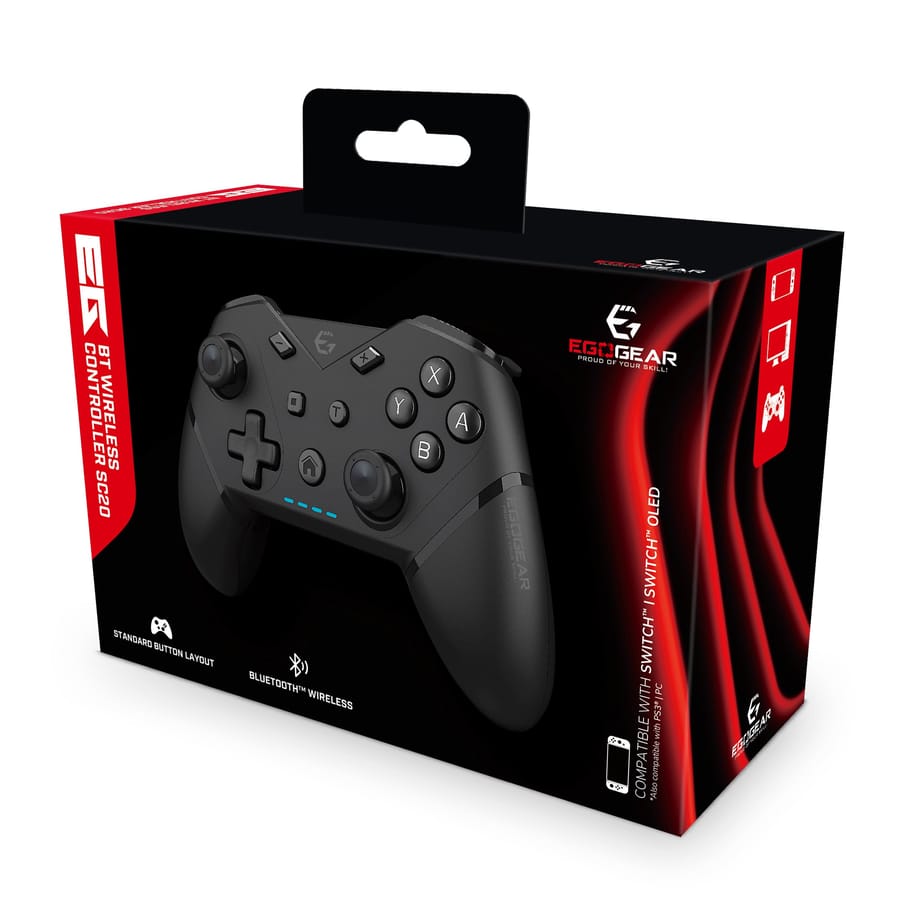 EgoGear - SC20 Wireless Bluetooth Controller Black for Nintendo Switch, Switch OLED, PS3, PC