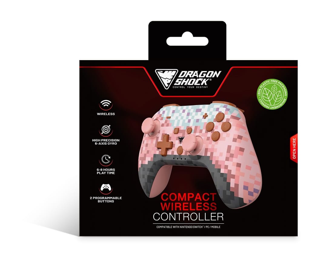 DragonShock - PopTop Compact Bluetooth Wireless Controller Pink Cube for Switch & Switch OLED