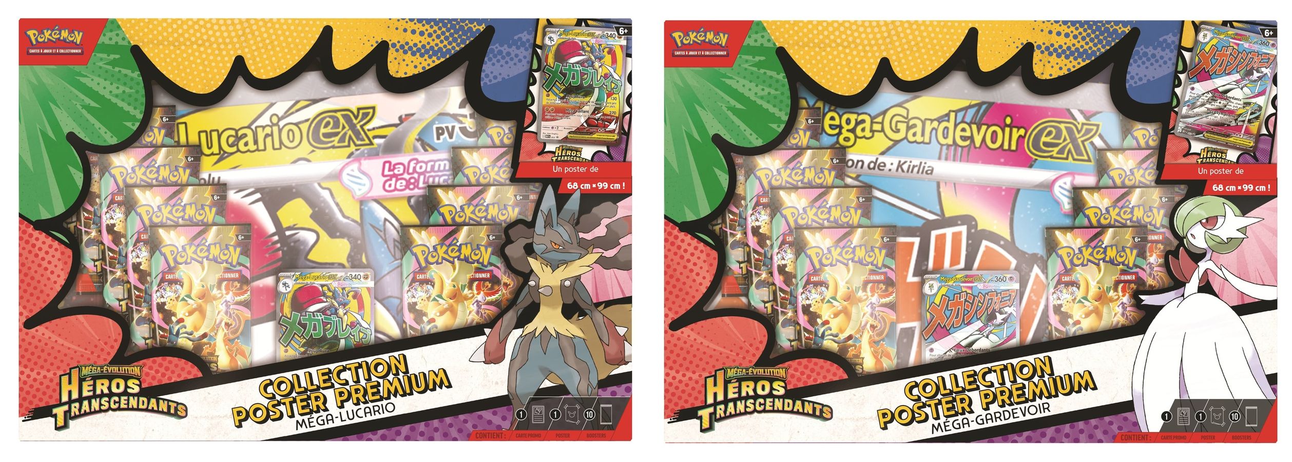 Pokémon JCC : Collection poster Premium Méga-Évolution - ME2.5 Héros Transcendants Méga-Lucario-ex ou Méga-Gardevoir (1x boîte aléatoire) - FR
