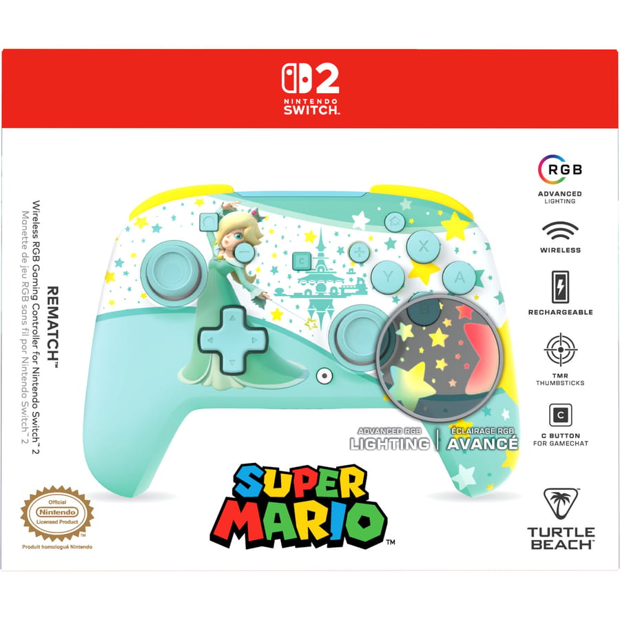 Turtle Beach - Mando inalámbrico Rematch Rosalina para Nintendo Switch 2, Nintendo Switch, Nintendo Switch Lite y Nintendo Switch modelo OLED