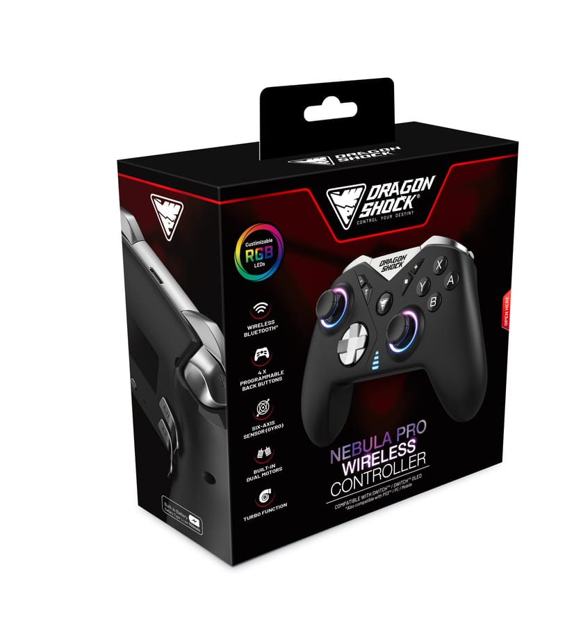 DragonShock - NEBULA PRO - Pro Wireless Controller Black compatible Nintendo Switch - Switch Lite - Switch OLED - PS3 - PC - Android