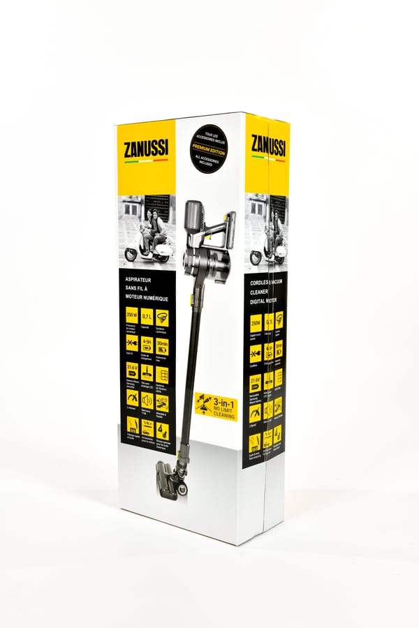 Zanussi - RVC20 - Draadloze stofzuiger met digitale motor - 3 Snelheden - Autonomie 30 minuten - 0,7 L - Grijs