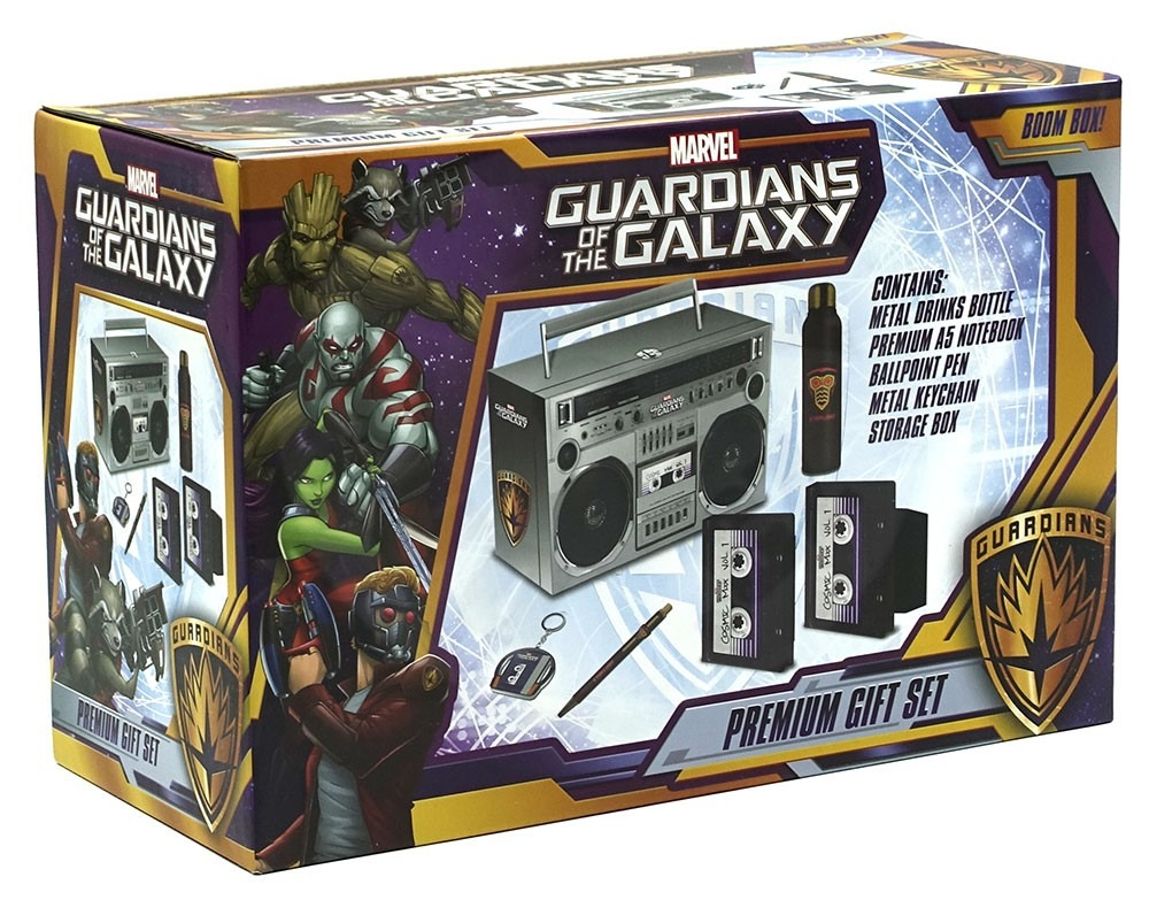 Guardians of the Galaxy - Pencils, Metal Bottle, Notebook and Keychain Gift Set (Starlords Boom Box)