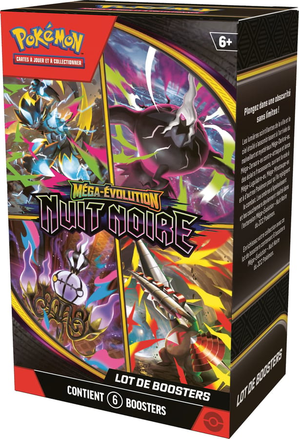 Pokémon JCC : Lot de 6 boosters Méga-Évolution - ME05 Nuit Noire - FR