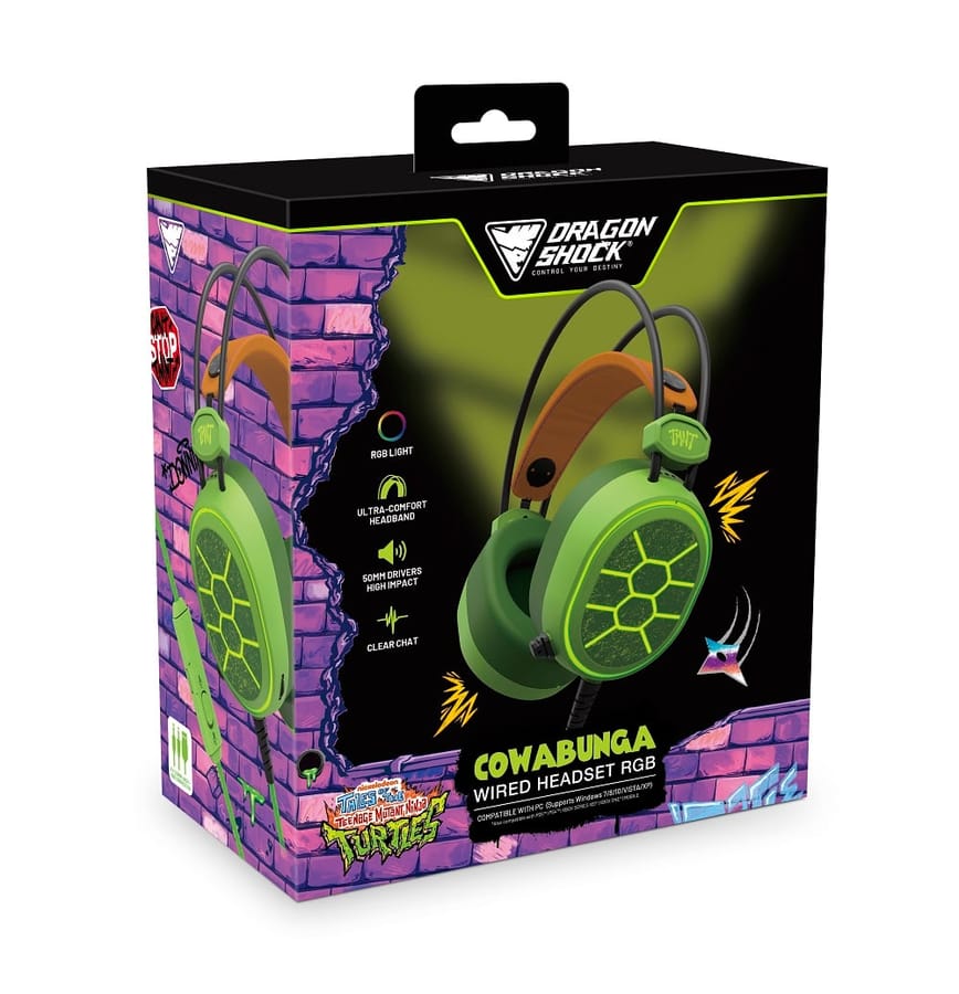 DragonShock - TMNT Cowabunga RGB Wired Gaming Headset for PC