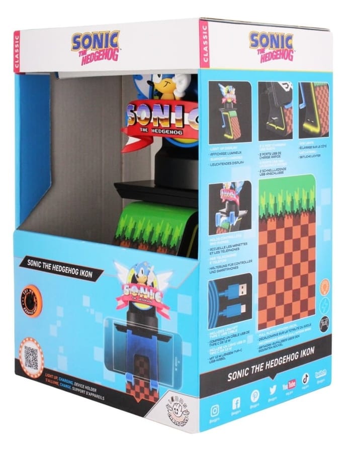 Cable Guys Ikon - Sega - Sonic the Hedgehog - Sonic Logo Support Lumineux Chargeur pour Téléphone et Manette