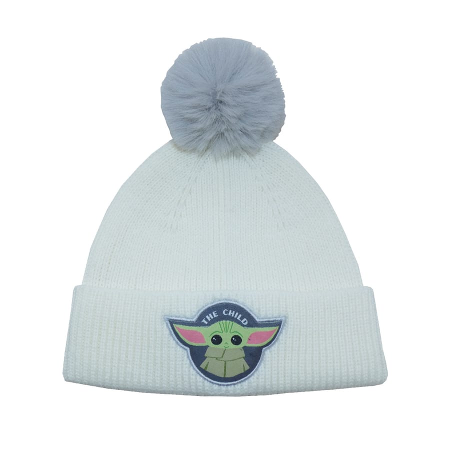 Star Wars: The Mandalorian - Bonnet à pompon Blanc Badge "The Child"