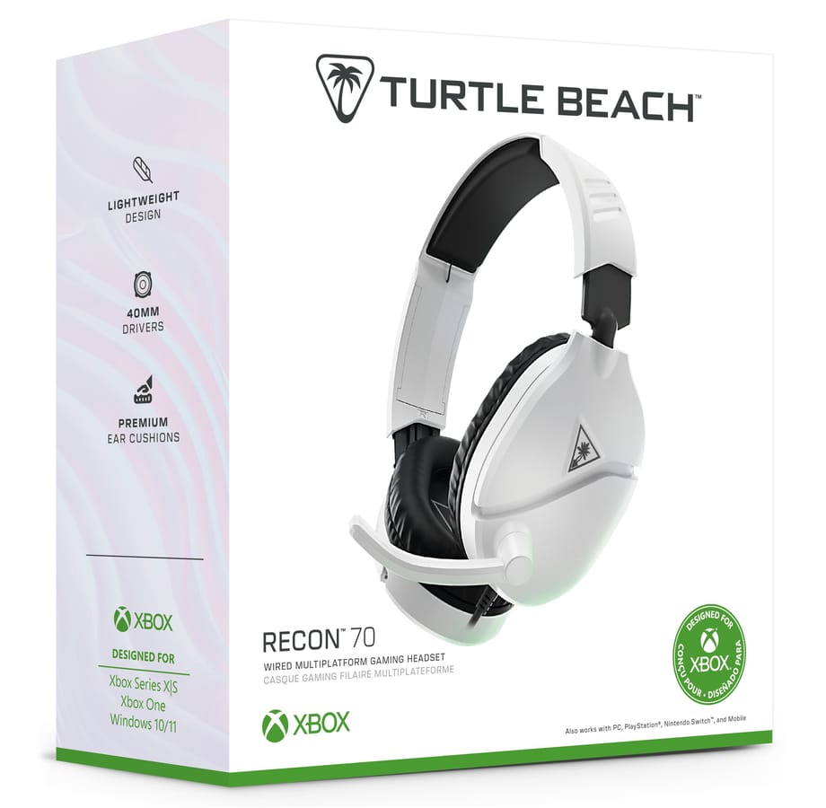 Turtle Beach - Ear Force Recon 70X Wired Gaming Headset White for Xbox Series, Xbox One, PS5, PS4, Switch, PC & Mobile