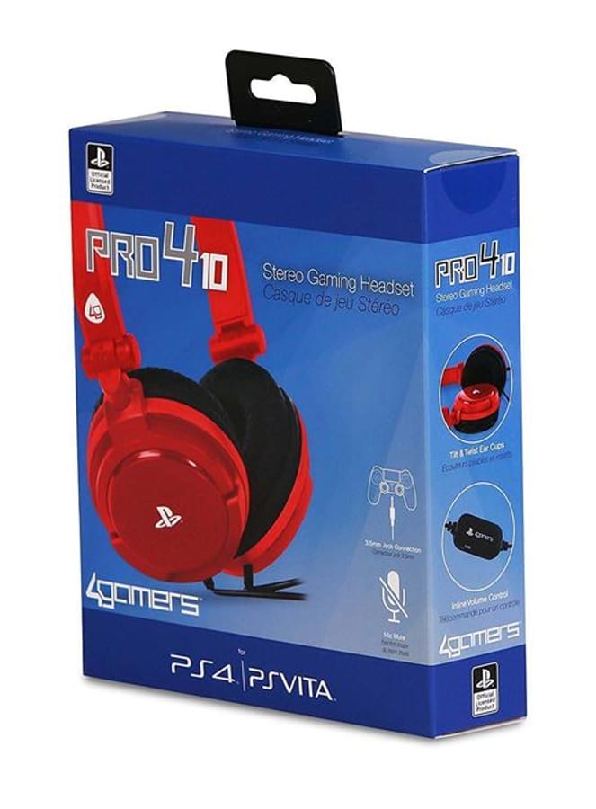4Gamers - PRO 4-10 - Official Playstation Wired Gaming Headset - Red