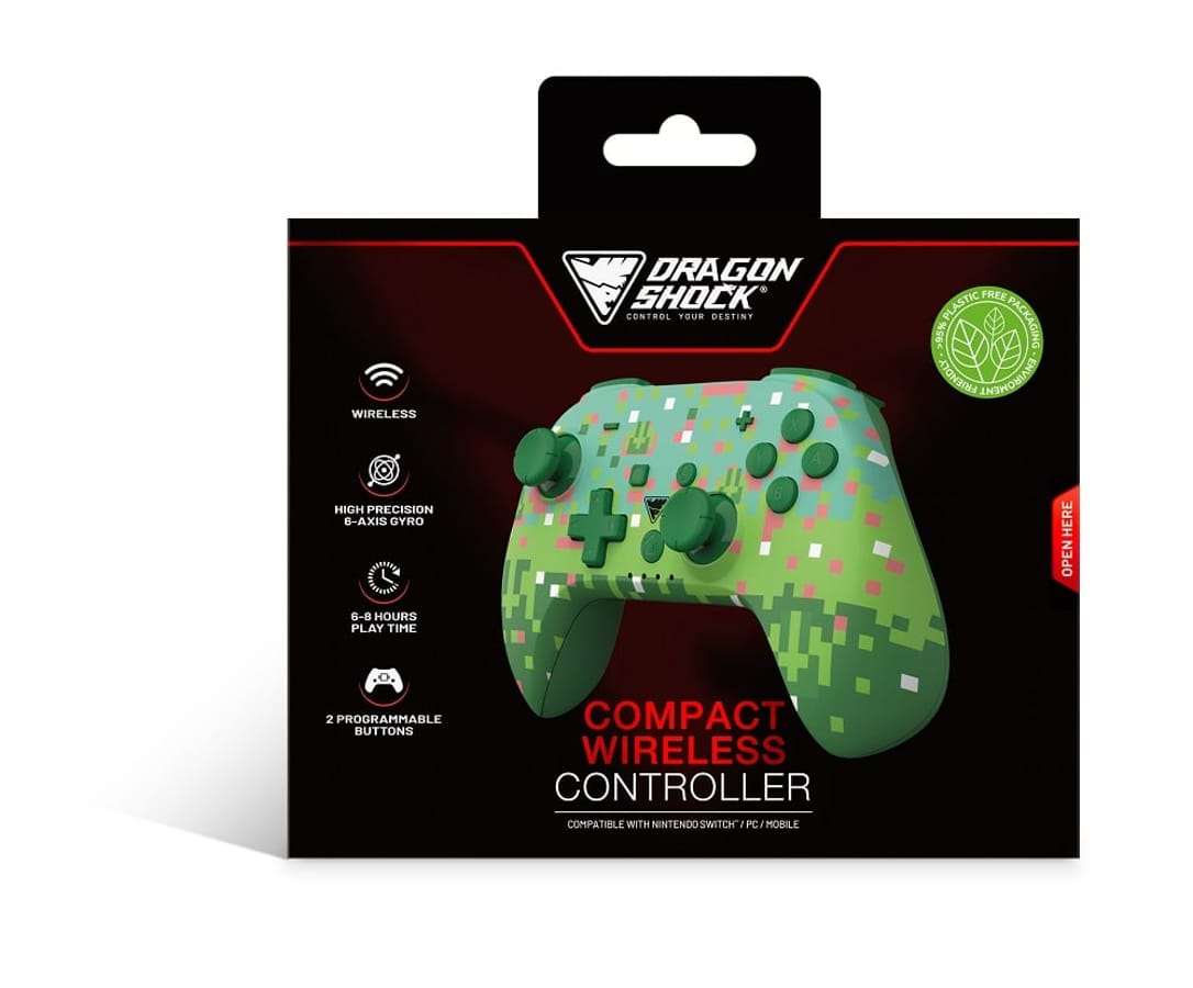 DragonShock - Manette compacte sans fil Bluetooth PopTop Cube Vert pour Switch et Switch OLED