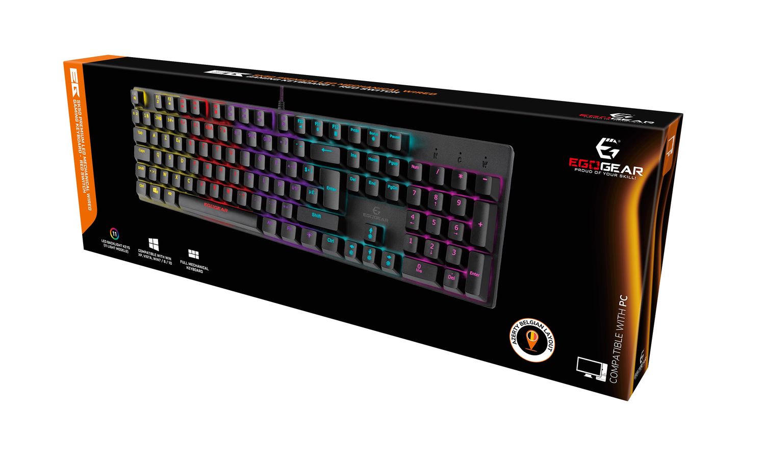 EgoGear - SK50 Premium RGB Mechanical Wired Gaming Keyboard - Azerty BE