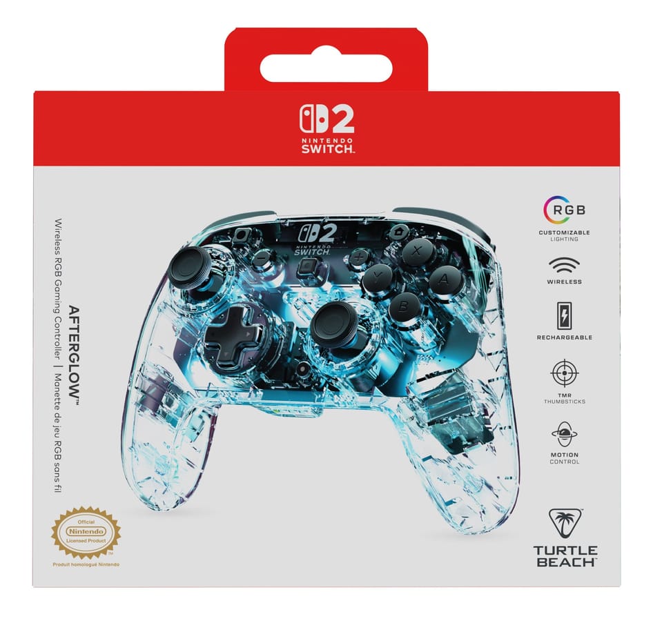 Turtle Beach - Afterglow Wireless RGB Gaming Controller Clear for Nintendo Switch 2, Switch, Switch Lite & Switch OLED Model