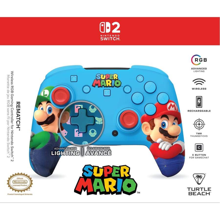 Turtle Beach - Rematch Wireless Controller Mario & Luigi for Nintendo Switch 2, Nintendo Switch, Nintendo Switch Lite & Nintendo Switch OLED Model