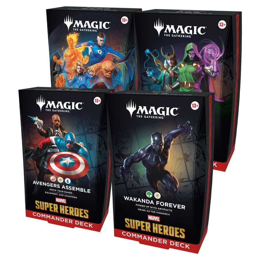 Magic: The Gathering -  Marvel Super Heroes Commander Decks Assortment (4 Commander Decks) - UK