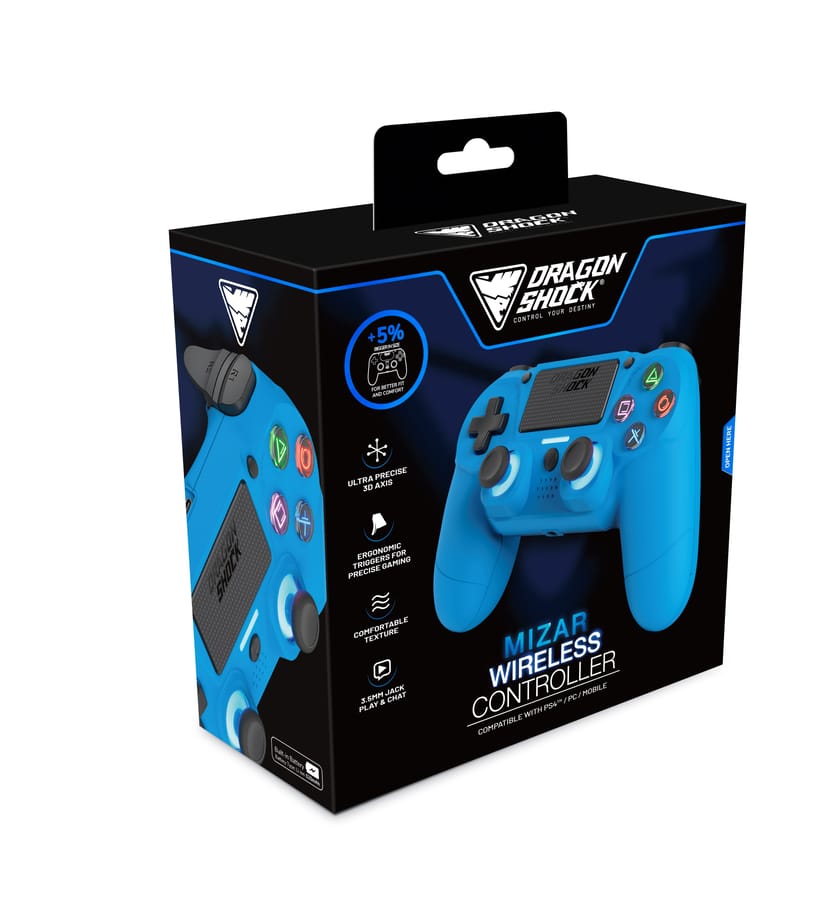 DragonShock - MIZAR BT - Wireless Controller Blue for PS4, PC, Mobile