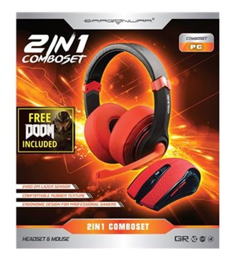Dragonwar 2 in 1 Combo Set (Casque de jeu + souris) Edition rouge