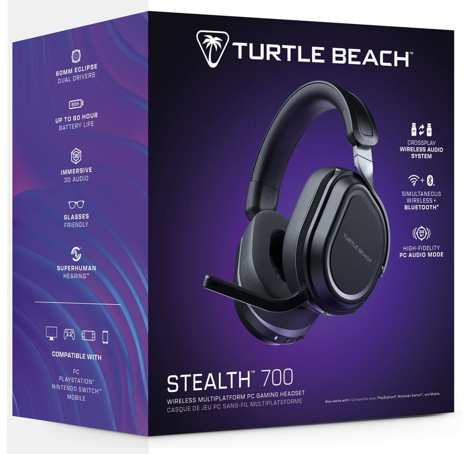 Turtle Beach - Casque de jeu sans-fil multiplateforme Stealth 700 Gen 3 Noir pour PC, PlayStation, Nintendo Switch et Mobile