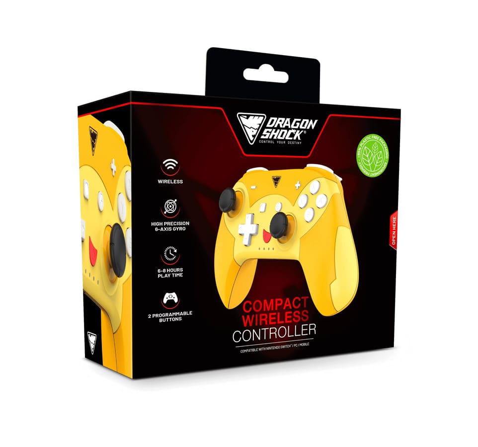 DragonShock - POPTOP COMPACT BT - Pika Compact Wireless Bluetooth Controller compatible Nintendo Switch - Switch Lite - Switch OLED