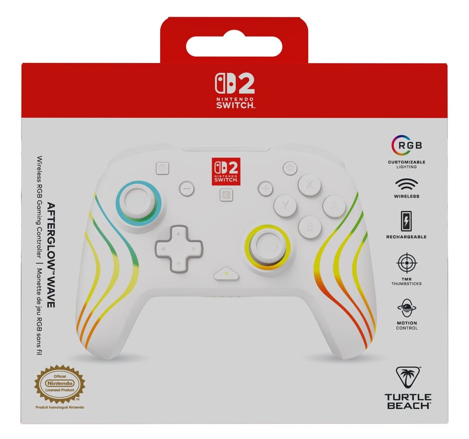 Turtle Beach - Afterglow Wave Wireless RGB Gaming Controller White for Nintendo Switch 2, Switch, Switch Lite & Switch OLED Model