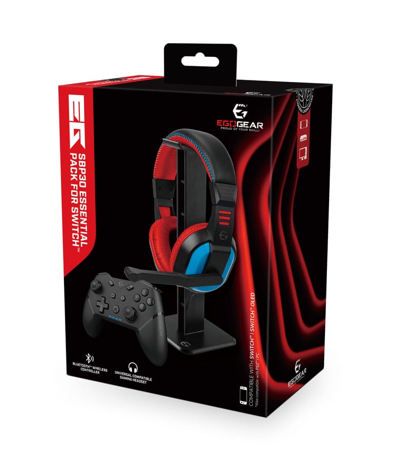 EgoGear - Essential Pack SBP30 - Headset - Controller - Stand for Nintendo Switch, Switch OLED, PS3, PC