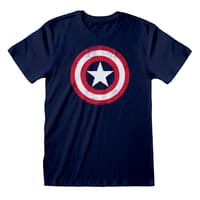 Heroes Inc. Marvel - Unisex marinblå t-shirt med åldrad Captain America-sköldlogotyp - M Avengers marvel T-shirt