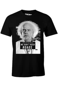 Cotton Division Back To The Future - Black Men's T-shirt "We Don't Need Roads" - M retour, vers, le, futur T-Shirt
