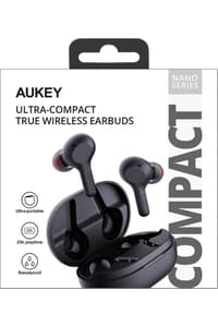 Aukey Aukey EP-T25 Auricular Bluetooth inalámbrico con carga rápida USB-C, IPX5 resistente al agua, 25 horas de duración de la batería, emparejamiento automático, auriculares estéreo de alta fidelidad para iPhone y Android  Cascos Audio y altavoces
