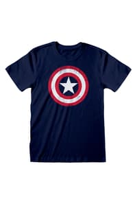 Heroes Inc. Marvel - Camiseta unisex azul marino con el logotipo del Capitán América desgastado - M Avengers marvel Camiseta