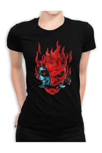 Cotton Division Cyberpunk 2077 - Samurai Black Woman T-Shirt - S Cyberpunk, 2077 T-Shirt