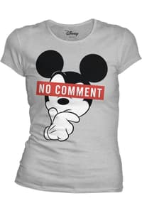 Cotton Division Disney - Mickey No Comment Grey Women T-Shirt L Mickey, Mouse disney T-Shirt