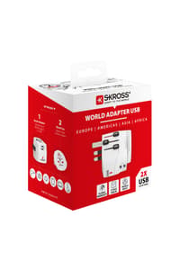 Skross SKROSS - Adattatore da viaggio - World to Europe - con spina di terra (senza Svizzera e Italia) + 2xUSB 2400 mA  Strömförsörjning