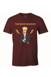 Cotton Division Boruto - Thunder Burger Logo Burgundy T-Shirt - M boruto T-Shirt