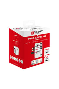 Skross Skross - Adattatore da viaggio mondiale 2 poli + 1 caricabatteria USB + 1 tipo C 2400 mA bianco  Strömförsörjning