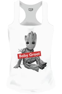 Cotton Division Marvel - Baby Groot - Linne för kvinnor, vitt, L Avengers marvel T-shirt