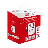 Skross Skross - World Travel Adapter 2-pole + 1 USB Charger + 1 Type C 2400 mA White  Power Supplies