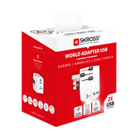 Skross SKROSS - Adaptateur de voyage - Europe vers Monde - avec prise de terre (sans Suisse & Italie) + 2xUSB 2400 mA  Alimentations