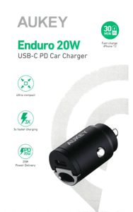 Aukey Aukey - CC-A2 Enduro Series 20W PD USB-C Car Charger  Power Supplies