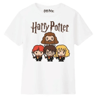 Cotton Division Harry Potter - T-Shirt Blanc Harry et ses amis - Fille 8A harry, potter T-Shirt