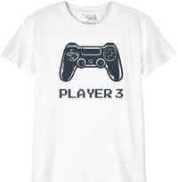 Cotton Division Gaming - T-Shirt Enfant Blanc Joueur 3 - 8 ans gaming T-Shirt