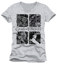 Cotton Division Game of Thrones - Maisons Sceau Noir T-Shirt Gris - XL game, of, thrones T-Shirt